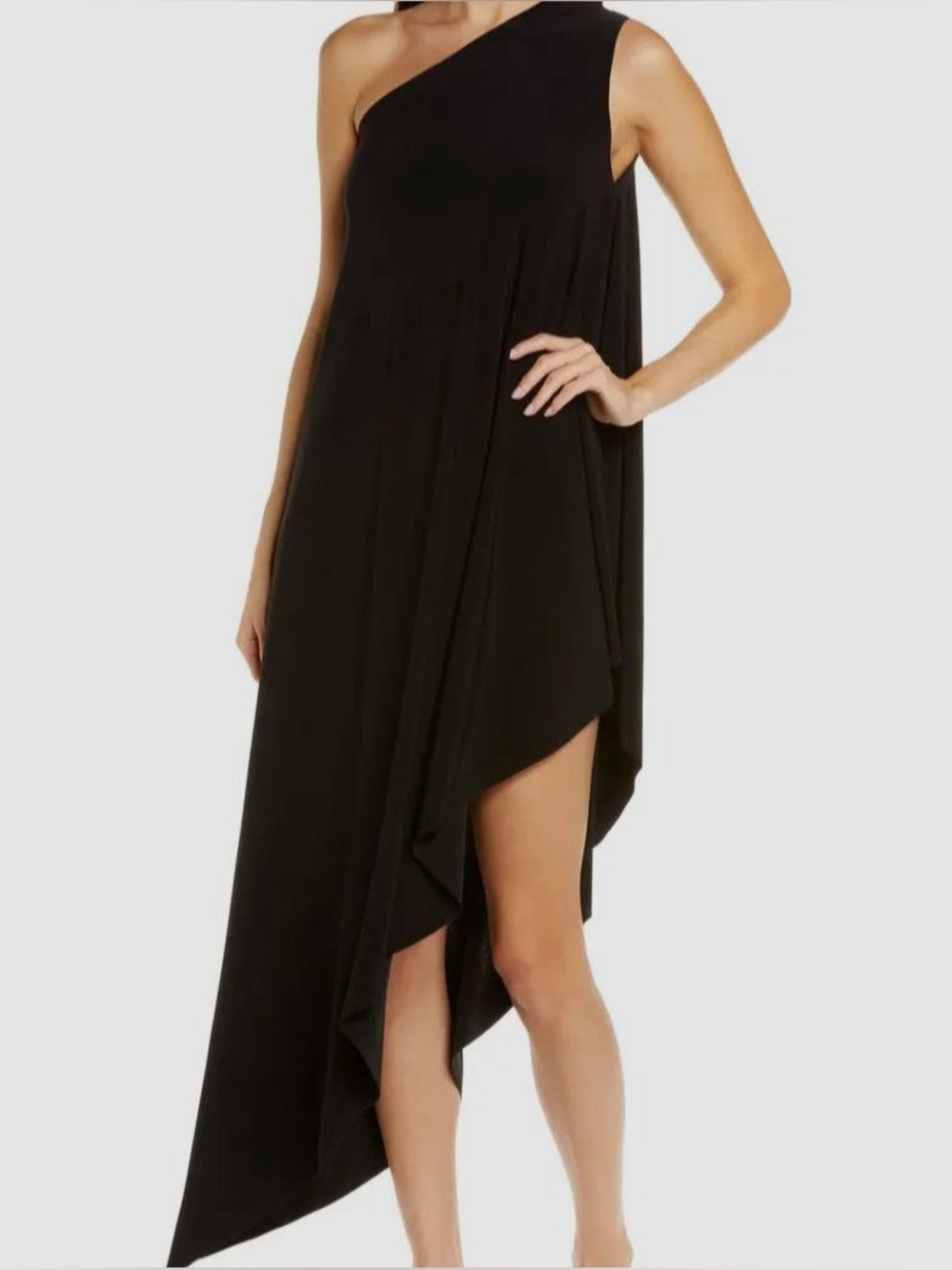 NORMA KAMALI One Shoulder Diagonal Tunic in Black - M
